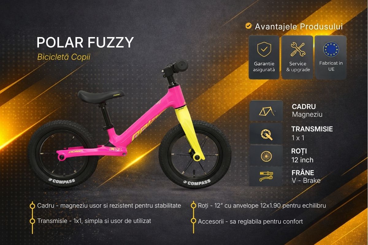 Bicicleta Copii Polar FUZZY- 12 Inch, Roz [1]