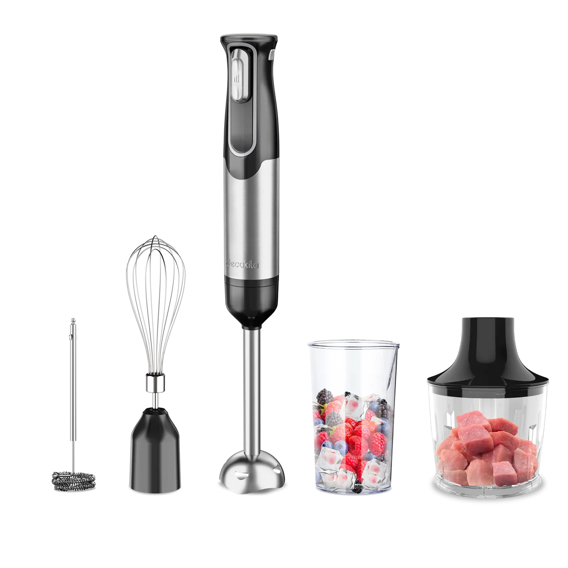 Electrocasnice - Blender si Mixer cu Baterie 5 in 1 Negru/Rosu Inox