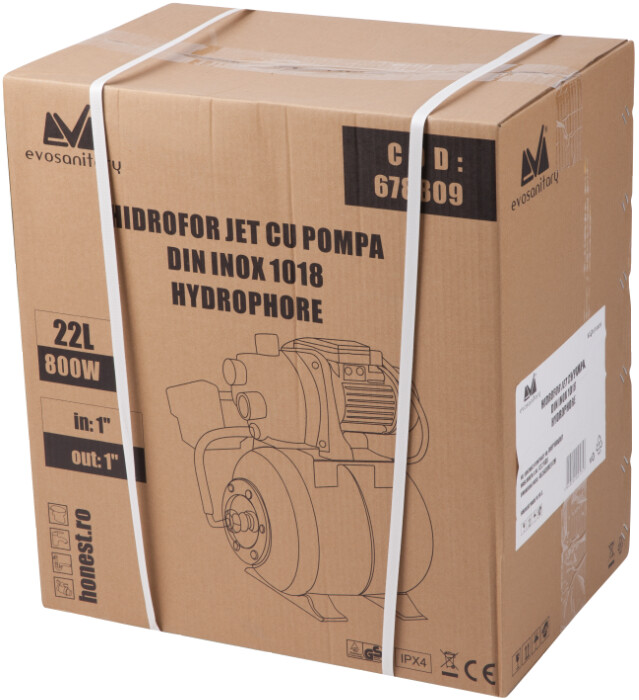 Hidrofor Jet cu Pompa din Inox 1018 800 W - Putere pompa 800 W Volum 22 l [4]