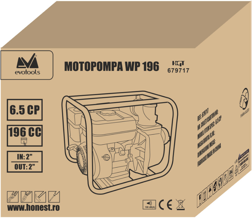 Motopompa WP196 EvoTools - Putere 6.5 CP Diametru 2 inch [1]