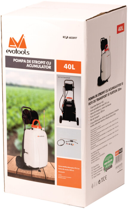 Pompa de Stropit cu Acumulator, Roti de Transport si Furtun 30M  - Volum 40 l [1]