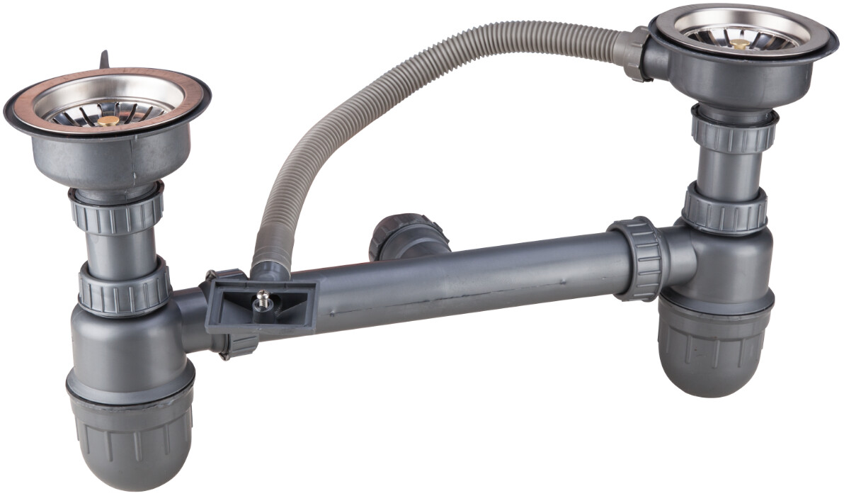 Sanitare - Sifon cu Ventil si Preaplin Dublu Chiuveta Inox