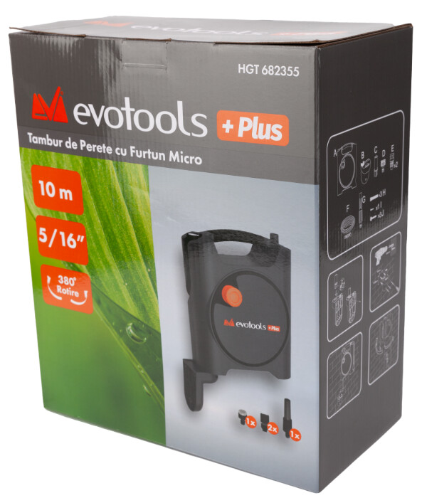 Tambur Perete cu Furtun Micro EvoTools +Plus - Lungime 10 m [1]