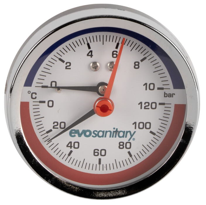 Accesorii instalati incalzire & ventilatie - Termomanometru Axial cu Supapa de Retentie Evosanitary