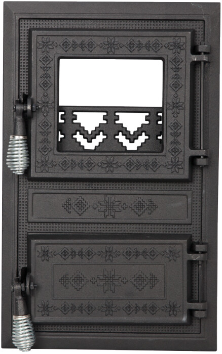 Lichidare Stoc - Usa Soba Monobloc cu Geam Motive Romanesti