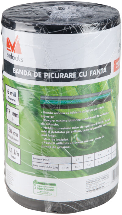 Banda de Picurare cu Fanta 17 mm ETS - Grosime perete 0.15 (6 mil) mm Debit 1.1 lph [2]
