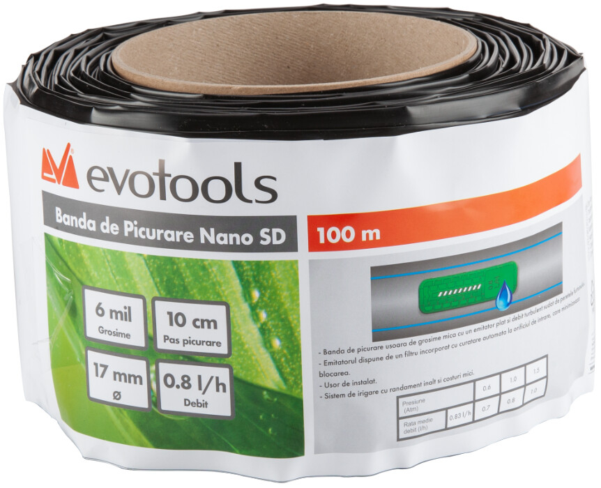 Banda de Picurare NANO 17 mm ETS - Grosime 0.15 mm Distanta Picurator 10 cm Debit 0.8 l/h [1]