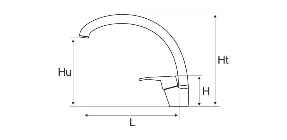 Baterie Aqua Bucatarie Lebada Tip C - Lungime baterie 200 mm Inaltime levier 70 mm Inaltime utila 190 mm Inaltime totala 235 mm [3]