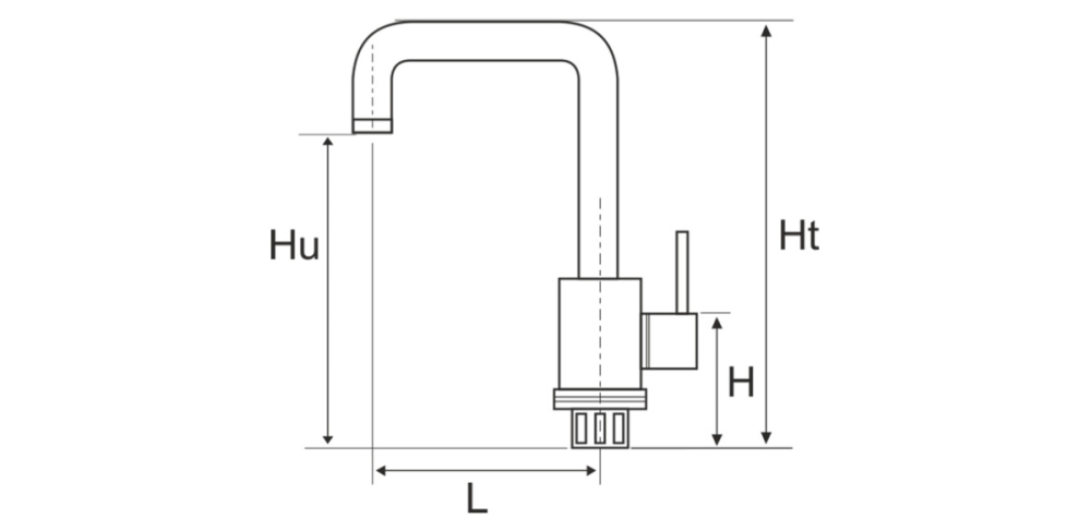 Baterie Bucatarie Lebada Tip C INOX 5001 - Lungime baterie 215 mm Inaltime maneta 95 mm Inaltime utila 255 mm Inaltime totala 340 mm [2]