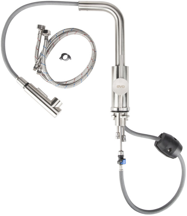 Baterie Bucatarie Lebada Tip L cu Dus Extractibil INOX 5001 - Lungime baterie 190 mm Inaltime levier 300 mm Inaltime utila 260 mm [4]