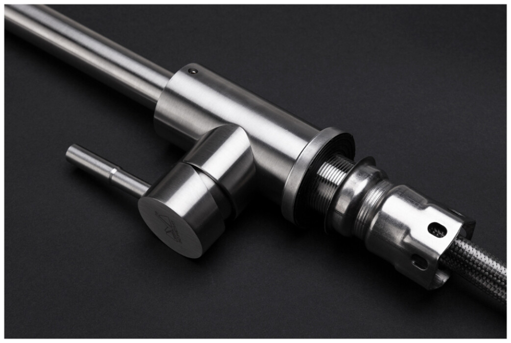 Baterie Bucatarie Lebada Tip L INOX 5001 - Lungime baterie 220 mm Inaltime maneta 95 mm Inaltime utila 310 mm Inaltime totala 340 mm [2]