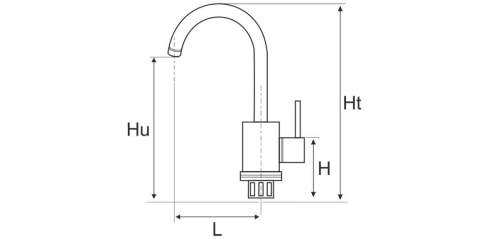 Baterie Bucatarie Lebada Tip U INOX 5001 - Lungime baterie 200 mm Inaltime maneta 95 mm Inaltime utila 255 mm Inaltime totala 370 mm [2]