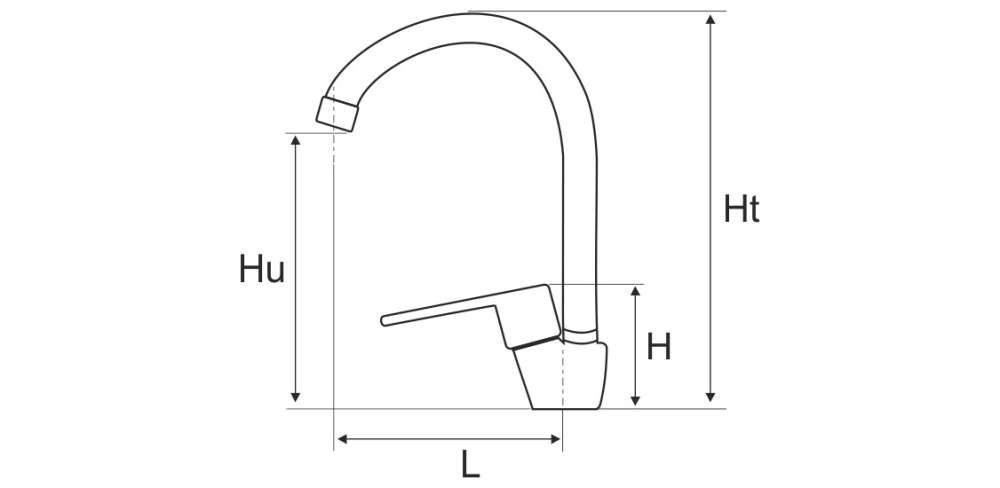 Baterie Delta Bucatarie Lebada Tip U - Lungime baterie 130 mm Inaltime levier 90 mm Inaltime utila 215 mm Inaltime totala 285 mm [2]