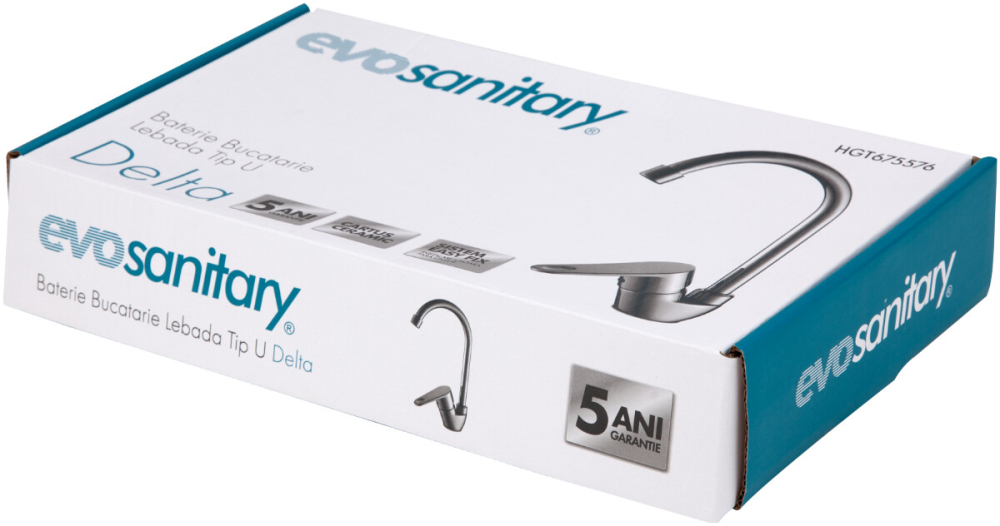 Baterie Delta Bucatarie Lebada Tip U - Lungime baterie 130 mm Inaltime levier 90 mm Inaltime utila 215 mm Inaltime totala 285 mm [3]