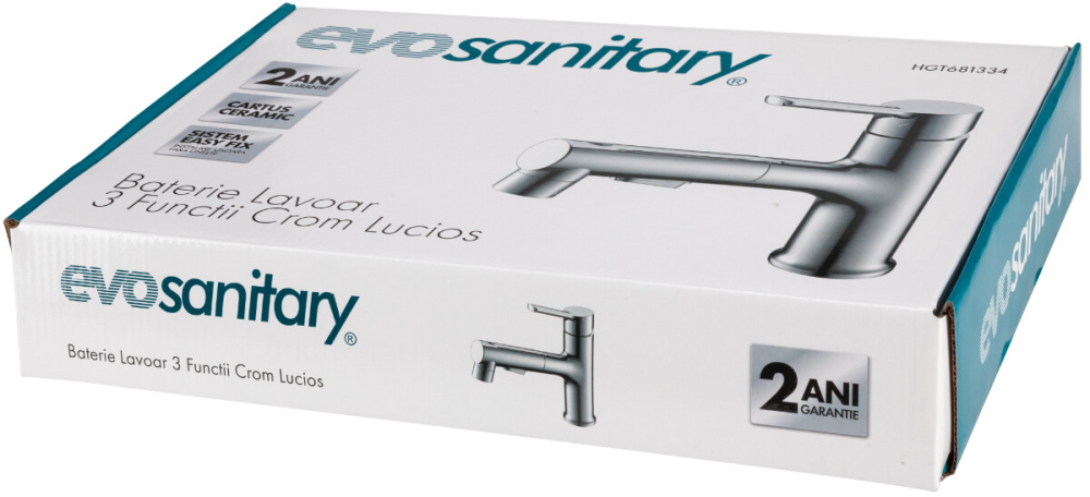 Baterie Lavoar 3 Functii Crom Lucios - Lungime baterie 135 mm Inaltime levier 195 mm Inaltime utila 100 mm [2]