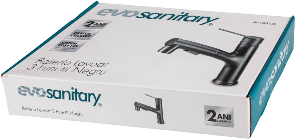 Baterie Lavoar 3 Functii Negru - Lungime baterie 135 mm Inaltime levier 195 mm Inaltime utila 100 mm [2]