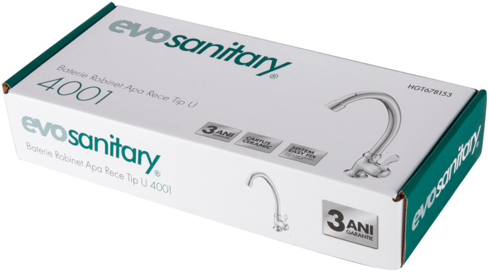 Baterie Robinet Apa Rece Tip U 4001 - Lungime baterie 150 mm Inaltime baterie 70 mm Inaltime utila 170 mm Inaltime totala 250 mm [2]