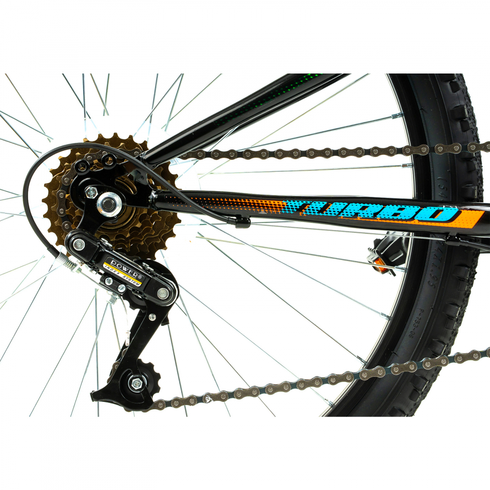 Bicicleta Copii DHS Turbo - 24 Inch, Negru-Portocaliu [5]
