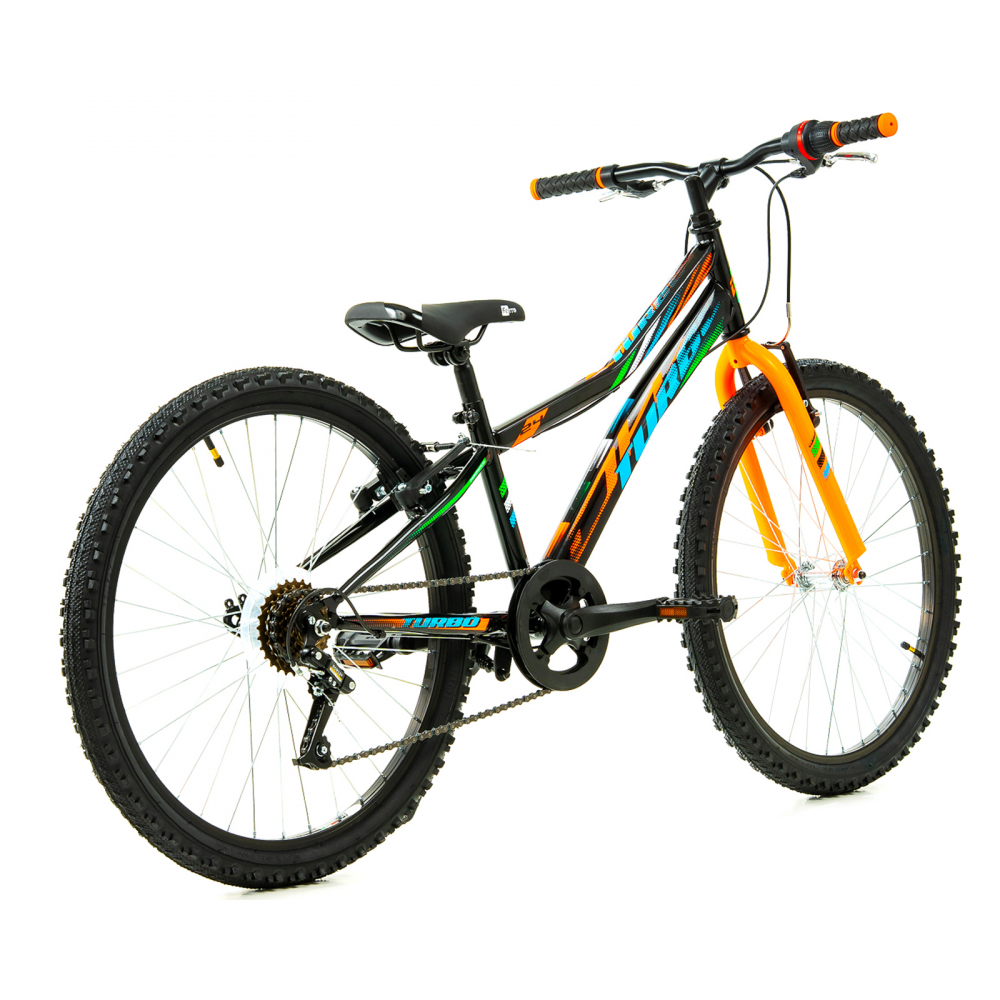 Bicicleta Copii DHS Turbo - 24 Inch, Negru-Portocaliu [3]