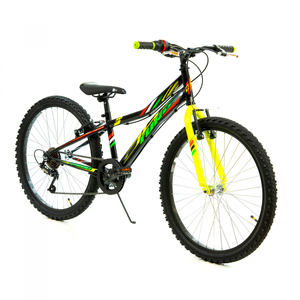 Bicicleta Copii DHS Turbo - 24 Inch, Negru-Verde [2]