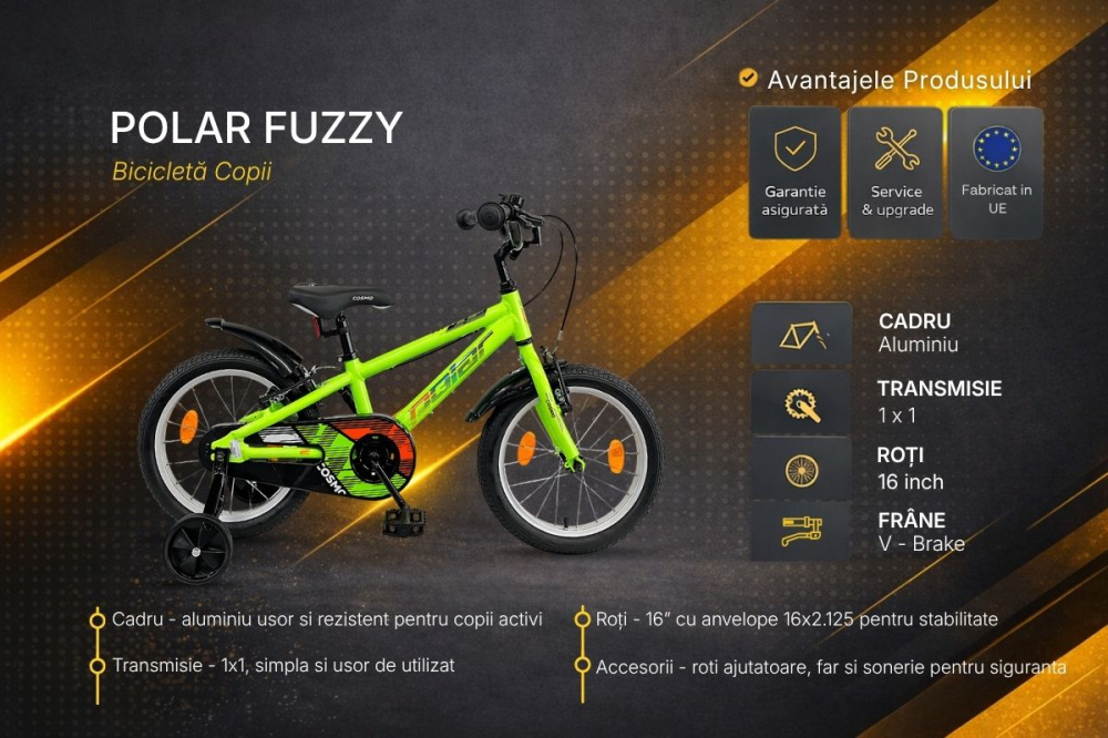 Bicicleta Copii Polar Cosmo - 16 Inch, Verde [2]