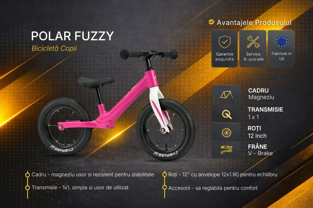 Bicicleta Copii Polar FUZZY- 12 Inch, Violet [2]