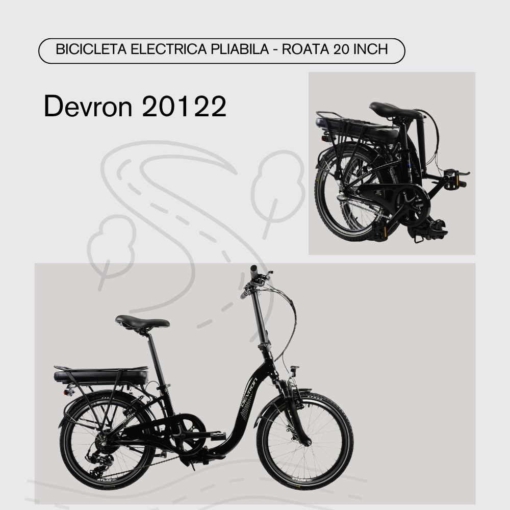 Bicicleta Electrica Pliabila Devron 20122 - 20 Inch, S, Negru [2]