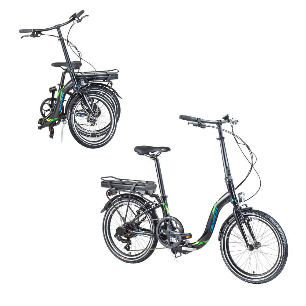 Bicicleta Electrica Pliabila Devron 20122 - 20 Inch, S, Negru/Albastru [2]