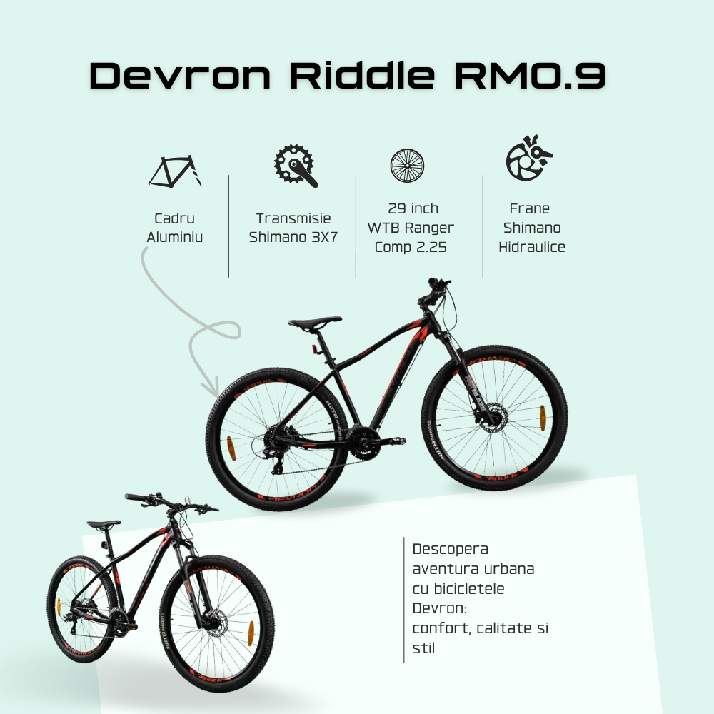 Bicicleta Mtb Devron Riddle 2023 RM0.9 - 29 Inch, M, Negru-Rosu [4]