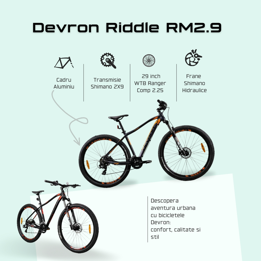 Bicicleta Mtb Devron Riddle 2023 RM2.9 - 29 Inch, L, Gri-Portocaliu [4]