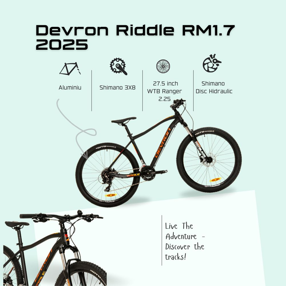 Bicicleta Mtb Devron Riddle RM1.7 2025 - 27.5 Inch, M, Negru [5]