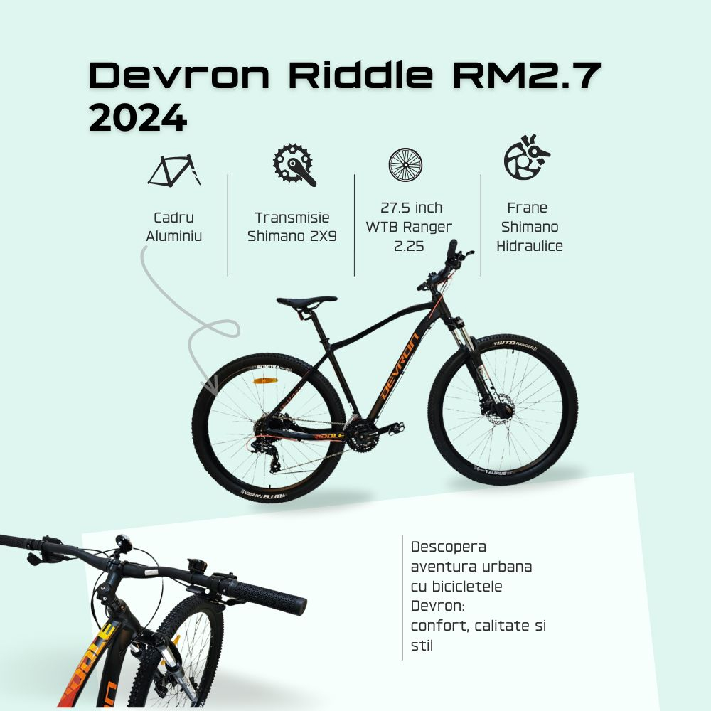 Bicicleta Mtb Devron Riddle RM2.7 2024 - 27.5 Inch, S, Negru [3]
