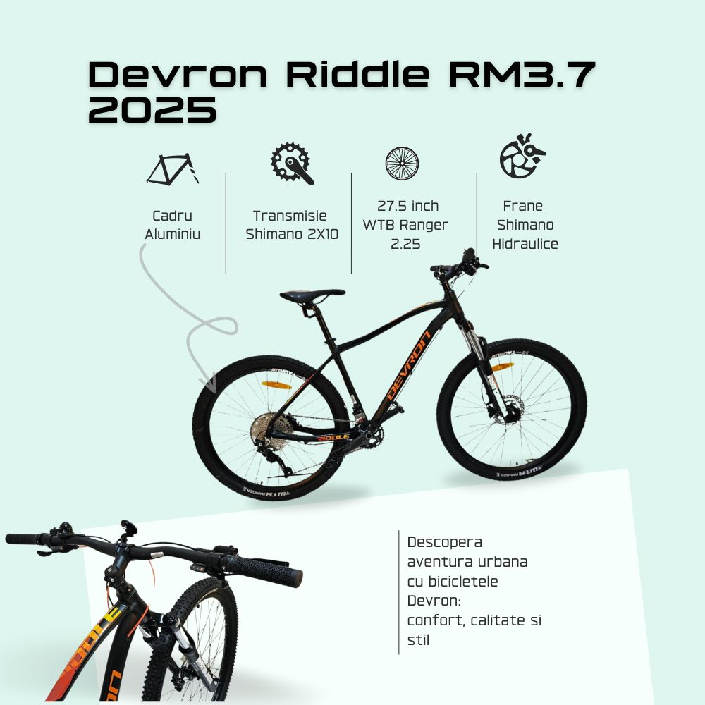 Bicicleta Mtb Devron Riddle RM3.7 2025 - 27.5 Inch, M, Negru [3]