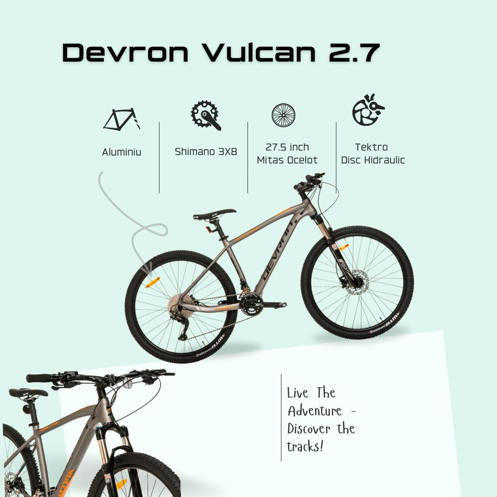 Bicicleta Mtb Devron Vulcan 2.7 - 27.5 Inch, M, Gri [4]