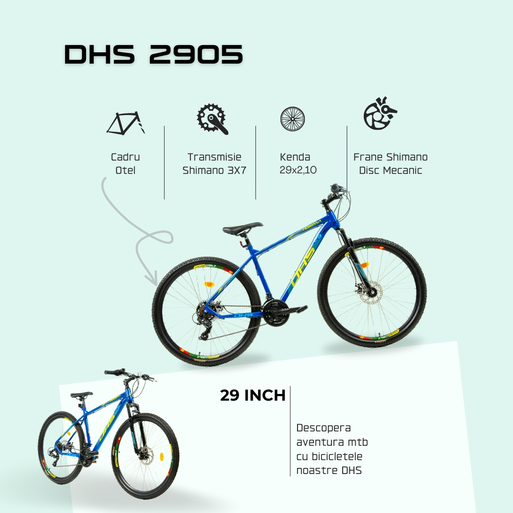 Bicicleta Mtb Dhs 2905 - 29 inch, M, Albastru-Galben [4]