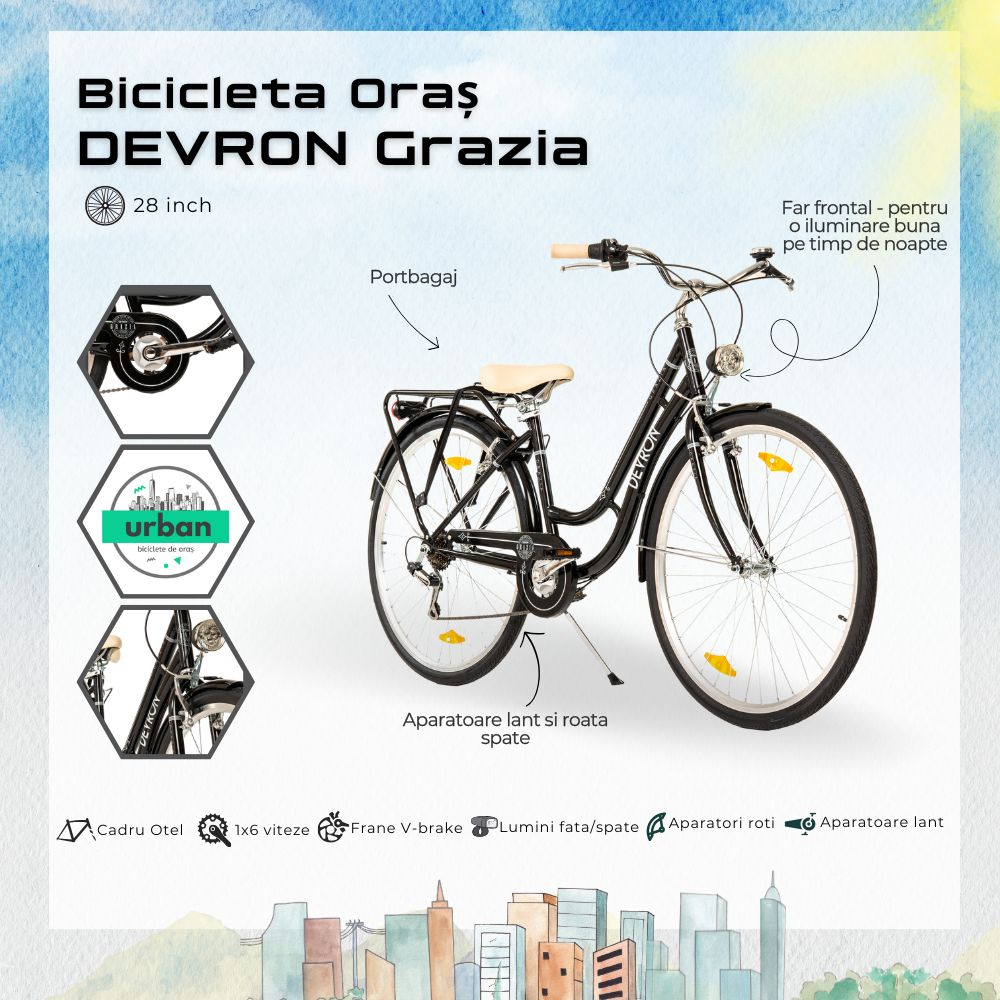 Bicicleta Oras Devron Grazia 6s Retro - 28 Inch, L, Negru [4]