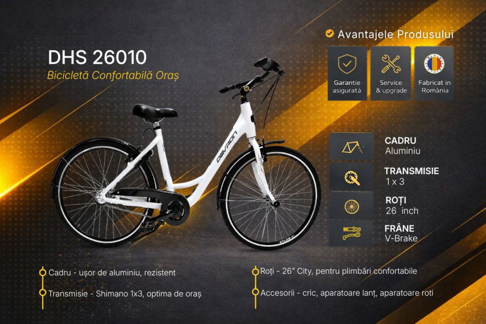 Bicicleta Oras DHS 26010 - 26 inch, M, Alb [5]