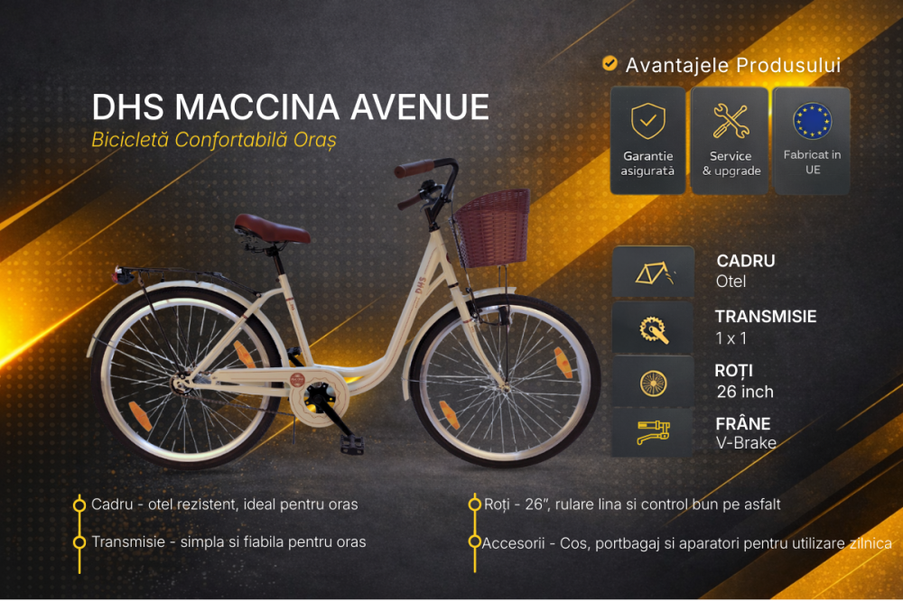 Bicicleta Oras DHS Maccina Avenue - 26 inch, Bej [5]