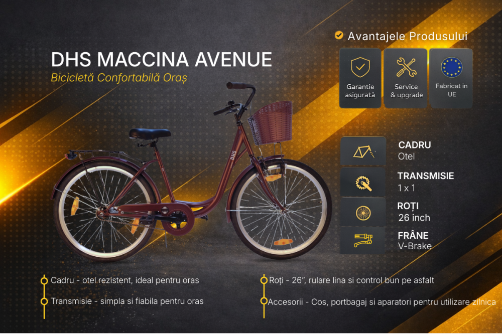 Bicicleta Oras DHS Maccina Avenue - 26 inch, Maro [5]