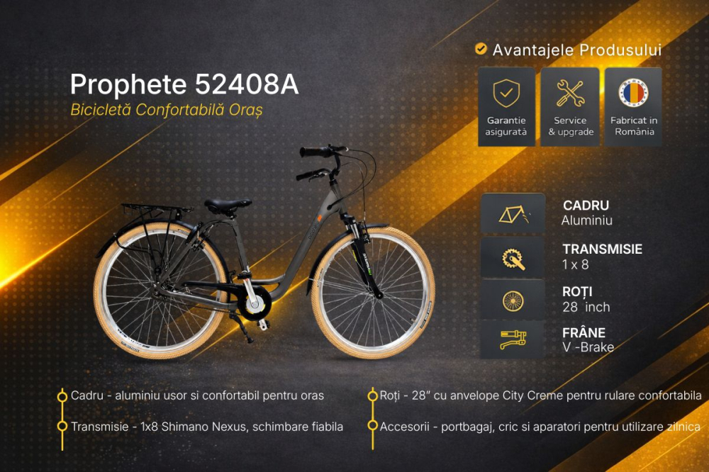 Bicicleta Oras Prophete 52408A - 28 inch, M, Gri [4]