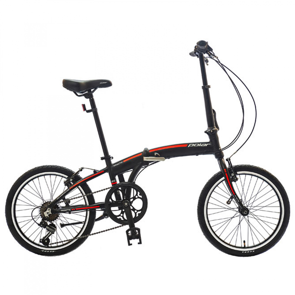 Bicicleta Pliabila Polar Practic 20 - 20 Inch, Negru-Rosu [1]
