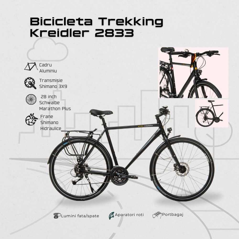 Bicicleta Trekking Kreidler 2833 - 28 inch, XL, Negru [4]