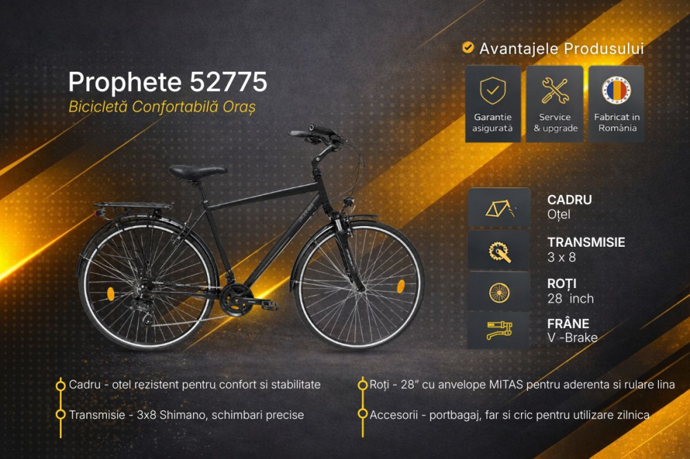 Bicicleta Trekking Prophete 52775 - 28 inch, L, Negru [5]