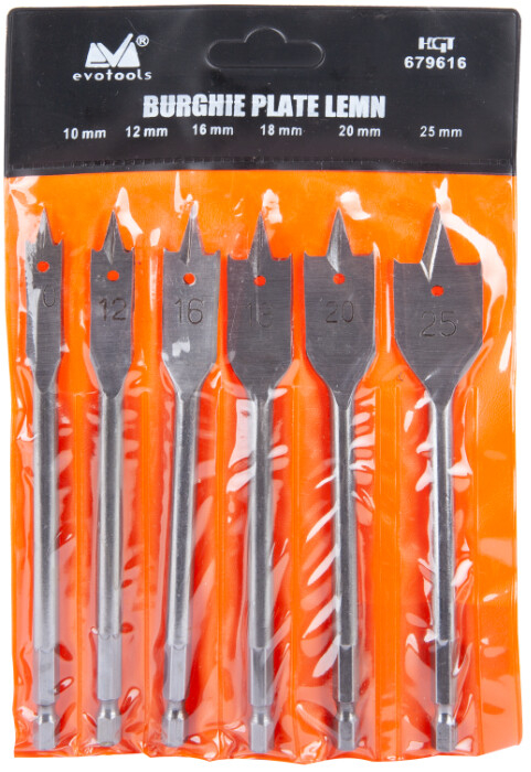 Burghiu Lemn Plat 6 Pcs 1103 - Diametru burghiu 10 - 25 mm [2]