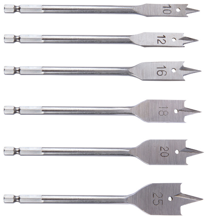 Burghiu Lemn Plat 6 Pcs 1103 - Diametru burghiu 10 - 25 mm [2]