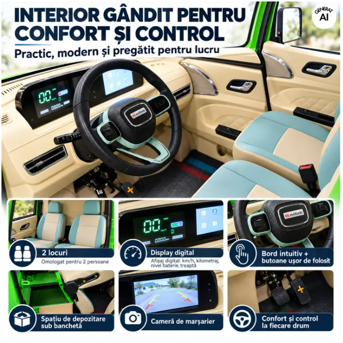 Camioneta/Masinuta/Cvadriciclu/Triciclu Electric Pick-up Rubo ME3000 putere maxima 4900W cu volan, viteza maxima 25 km/h, autonomie 130 km [14]