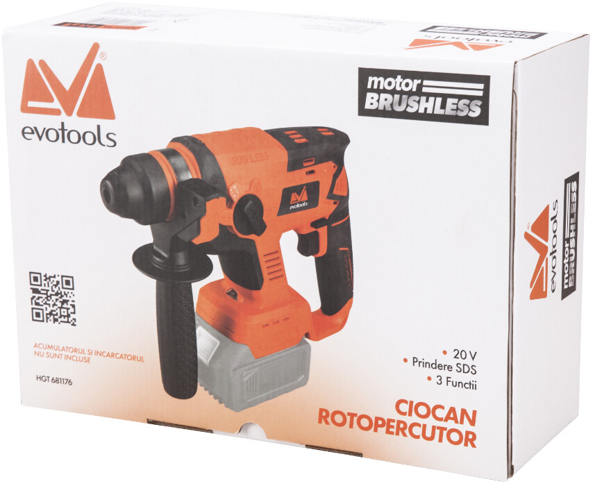 Ciocan Rotopercutor fara Acumulator si Incarcator Brushless EvoTools [2]