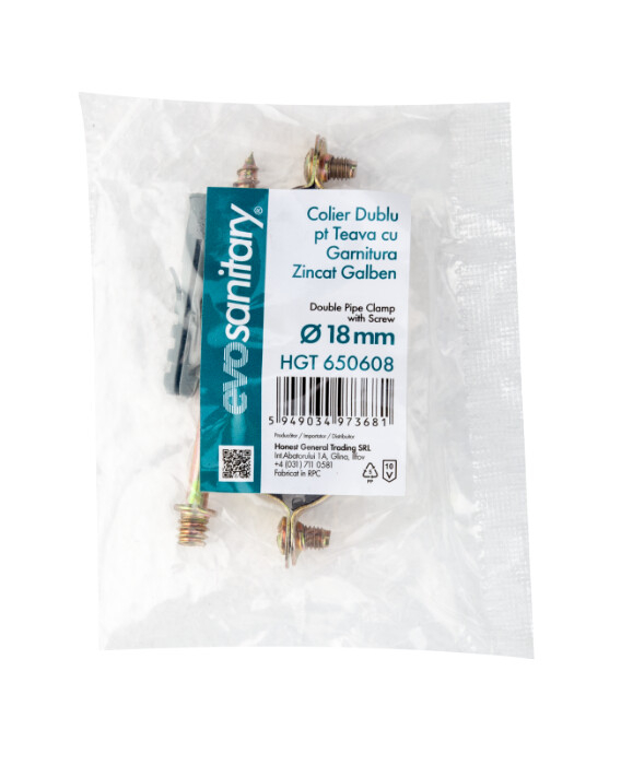 Colier Dublu pt Teava cu Garnitura Zincat Galben ESS [7]