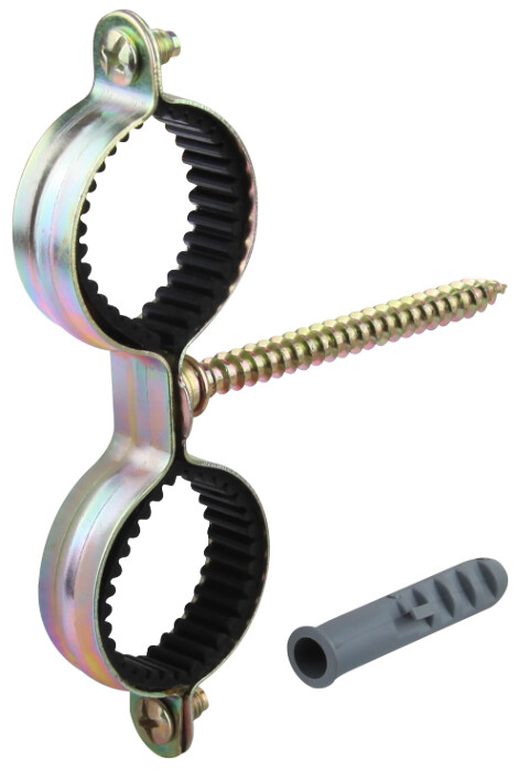 Colier Dublu pt Teava cu Garnitura Zincat Galben ESS [3]