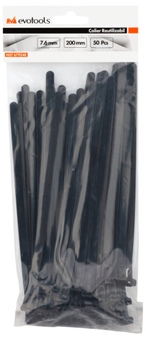 Colier Plastic Negru Reutilizabil - Cantitate 50 [2]